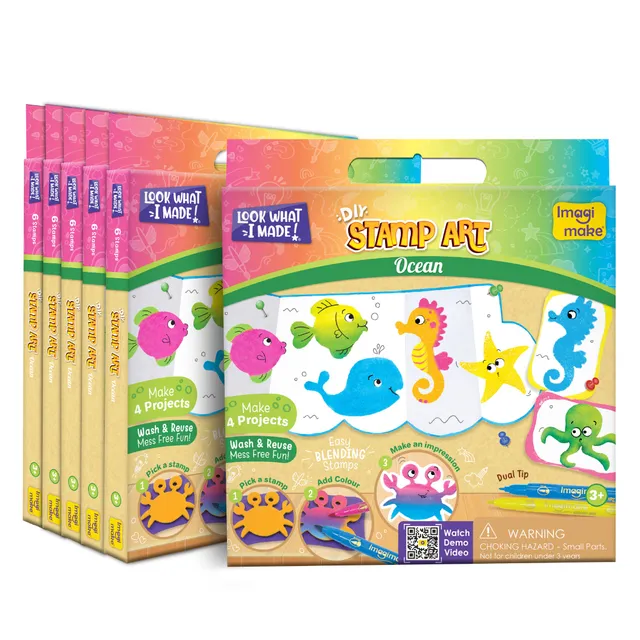Imagimake Stamp Art Ocean set 6 stampile 3 carioci
