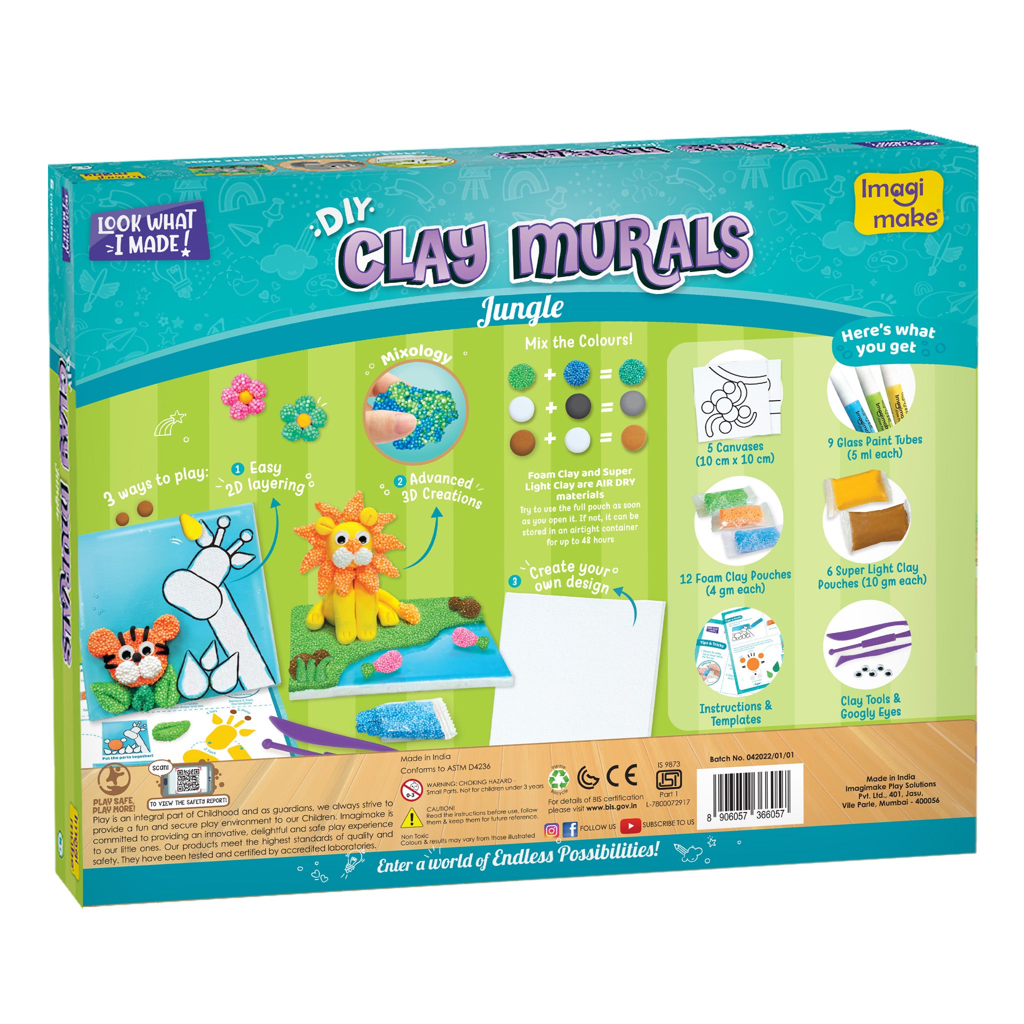 Imagimake Clay Murals Jungle set modelaj 5 panze 5 ani+