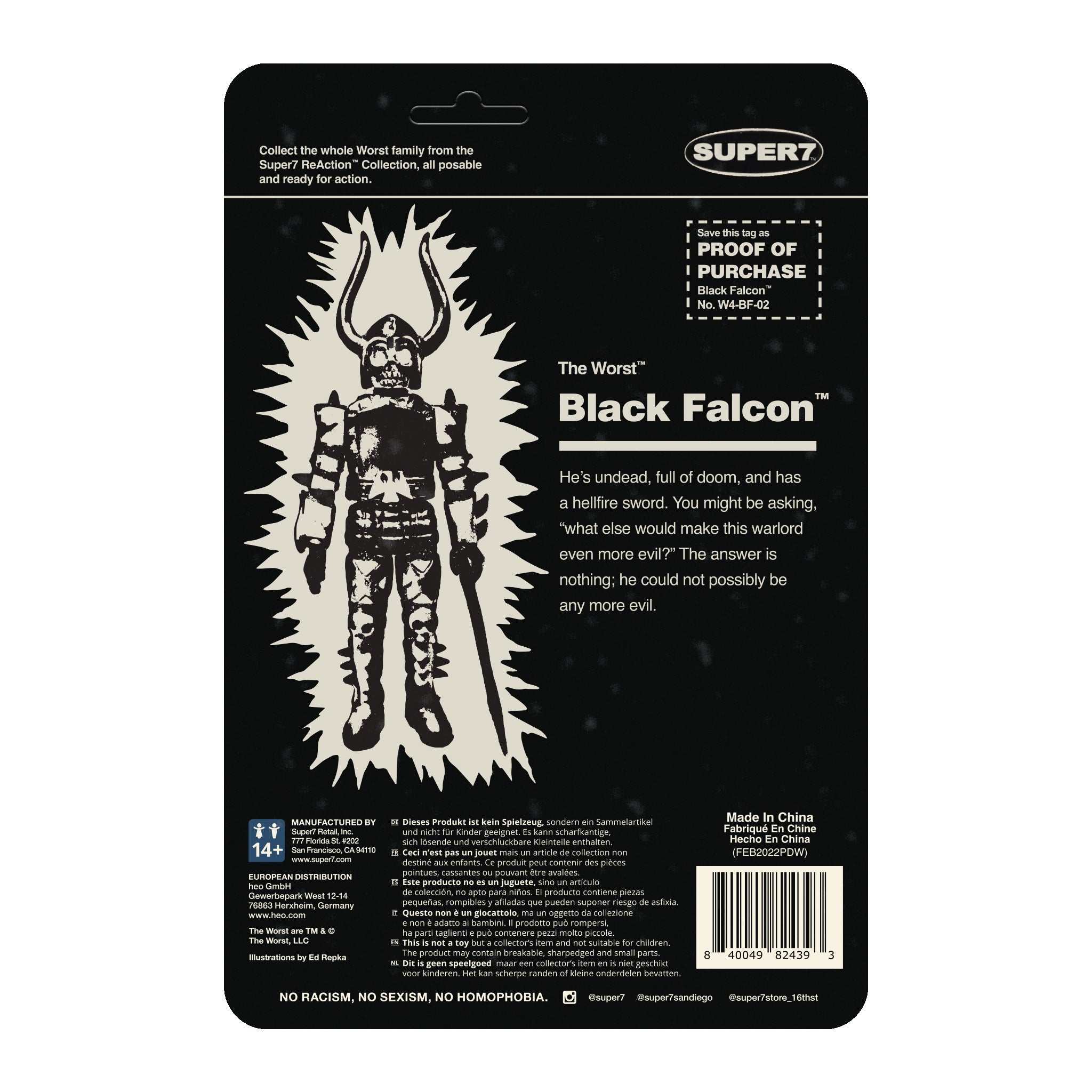Super7 The Worst Black Falcon figurina Monster Glow 9,5 cm