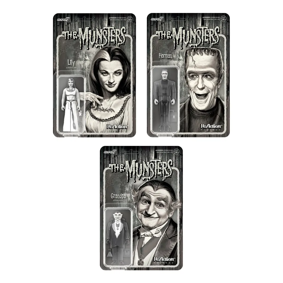 Super7 Munsters ReAction Wave 2 Grayscale set 3 figurine