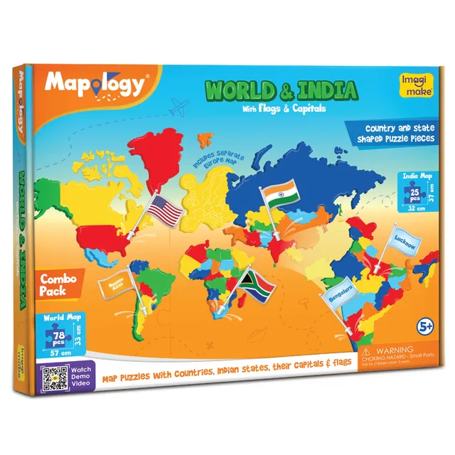 Imagimake Mapology World & India puzzle spuma 103 piese 5+ ani