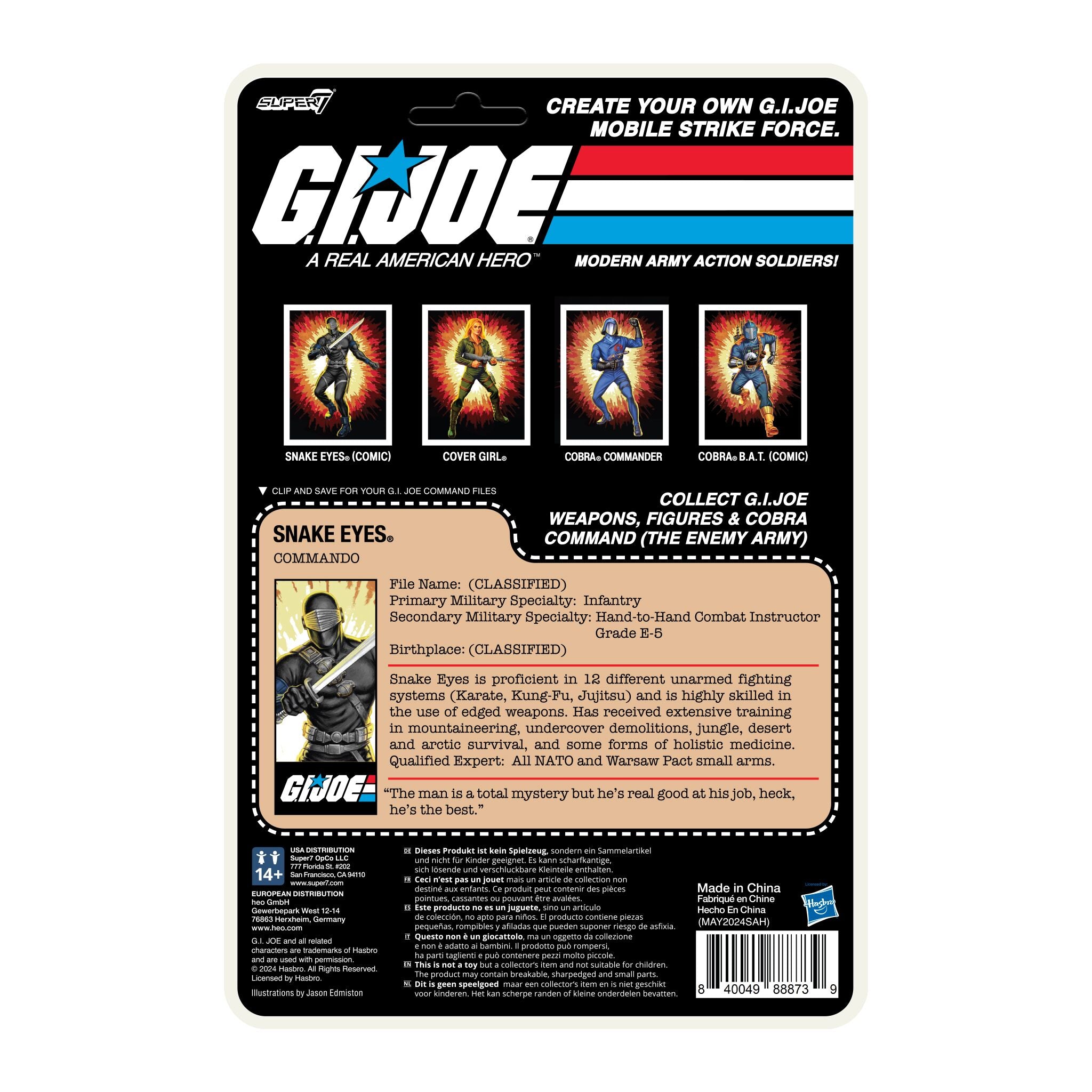 Super7 G.I. Joe ReAction+ Snake Eyes figurina comic 9,5 cm