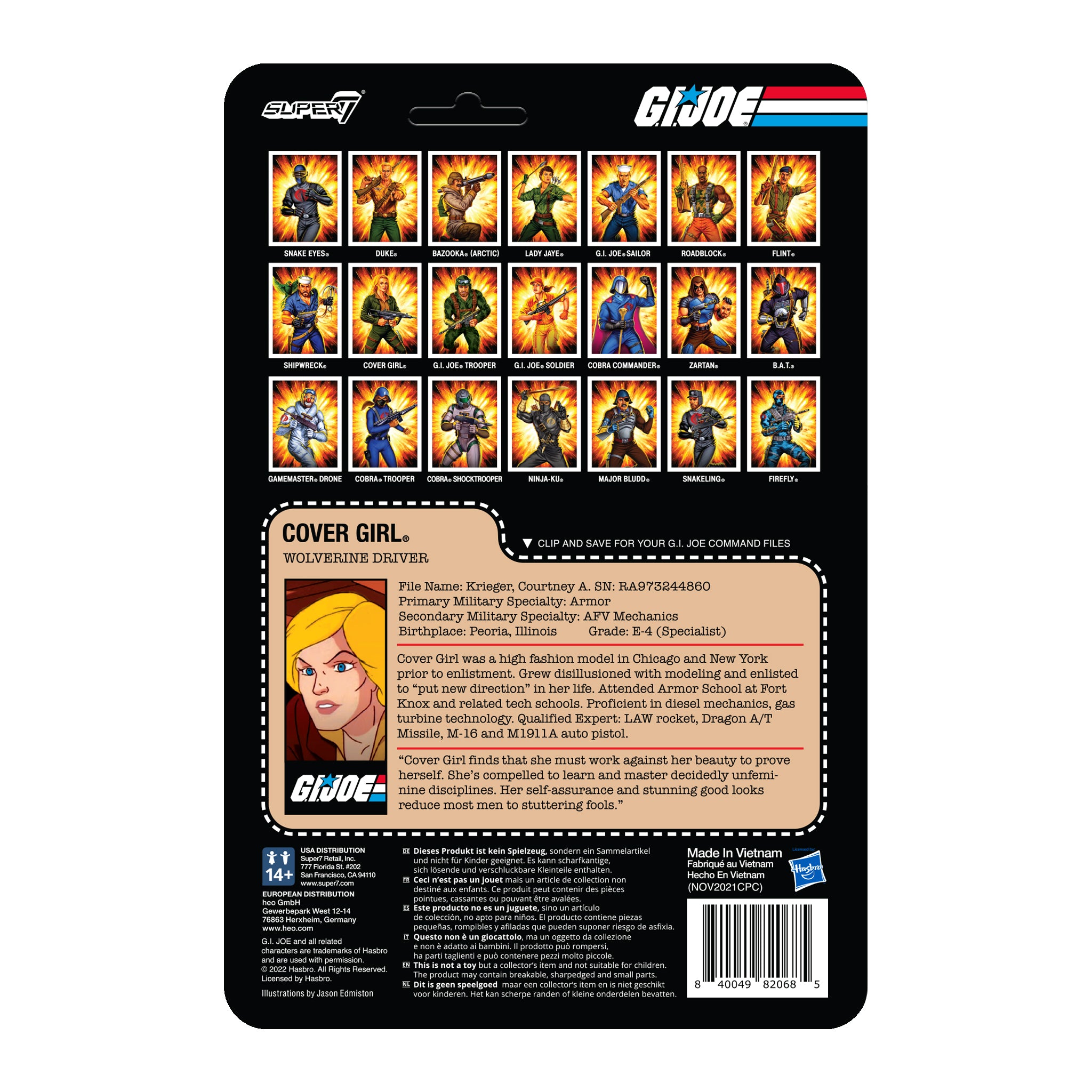 Super7 ReAction G.I. Joe Cover Girl figurina 9,5 cm verde