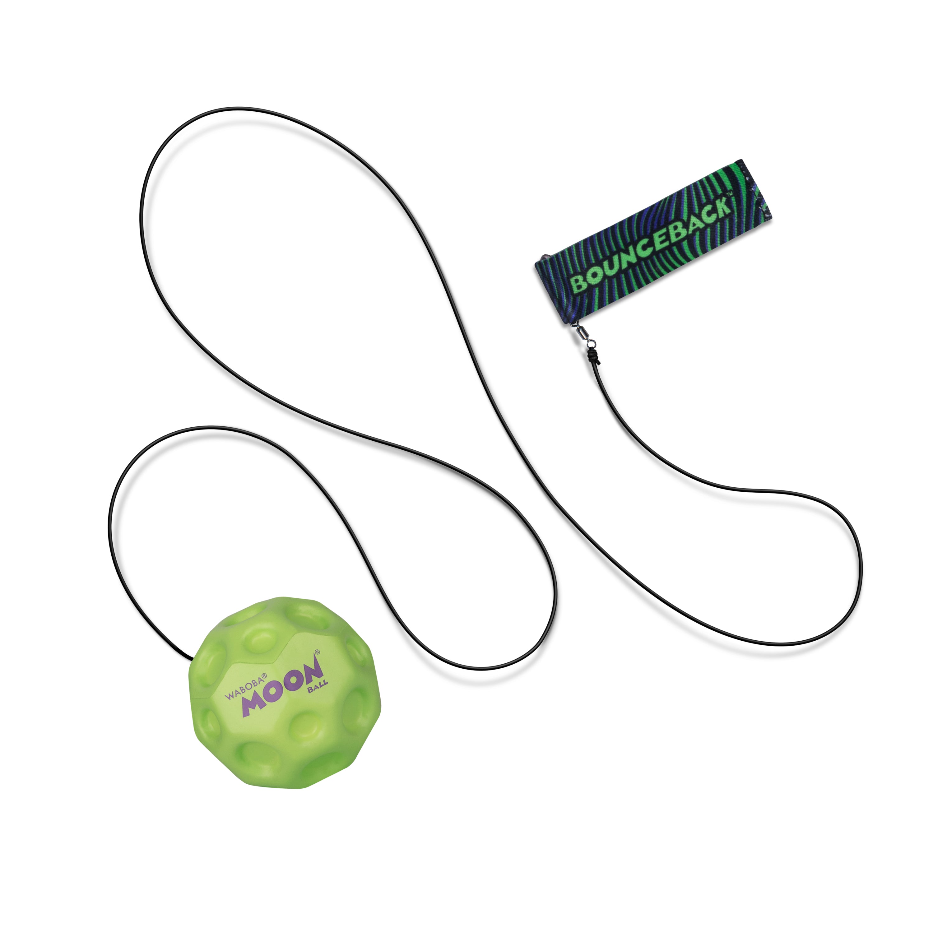 Waboba Bounceback Moon Ball minge elastic negru încheietură