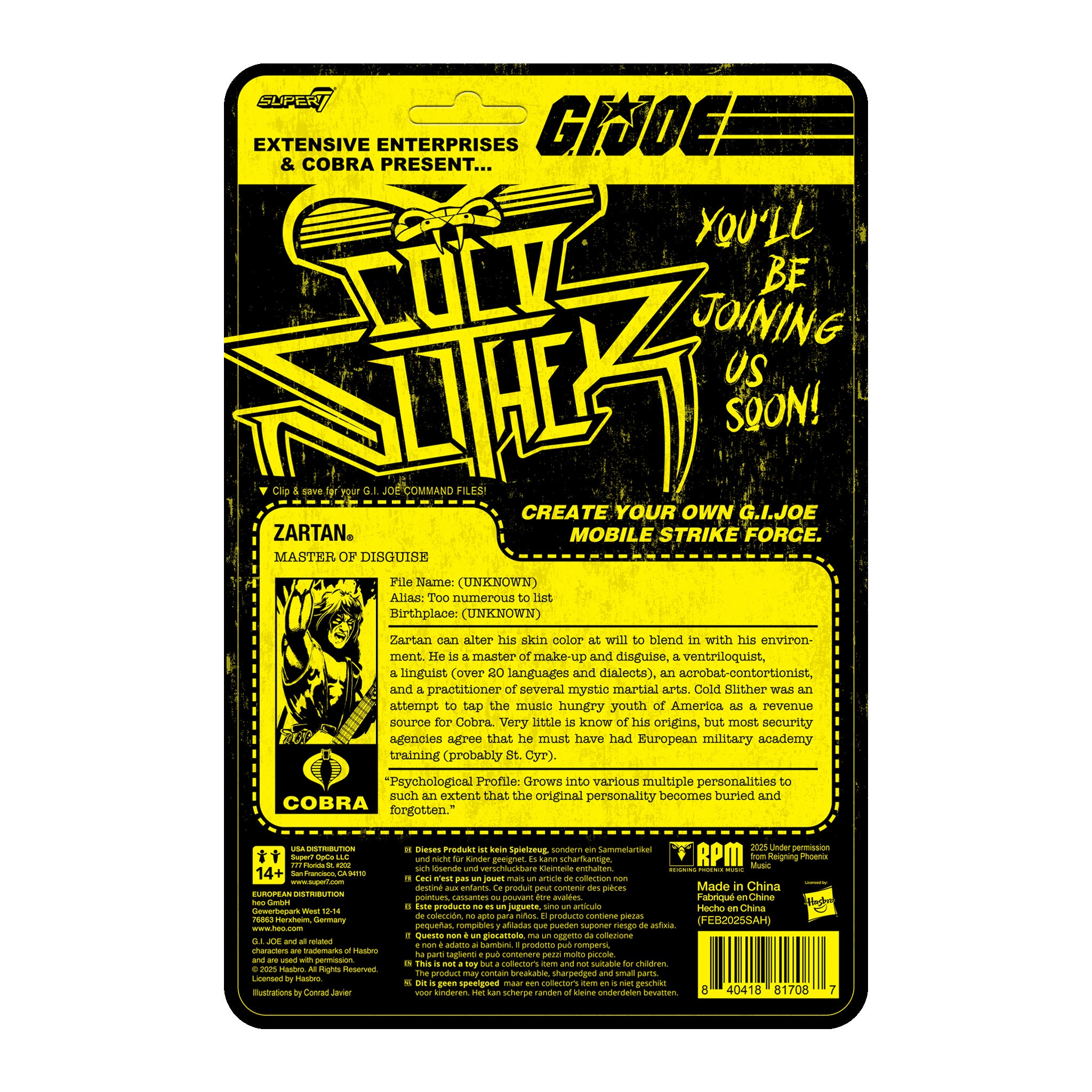 Super7 G.I. Joe ReAction+ Cold Slither set figurina vinyl