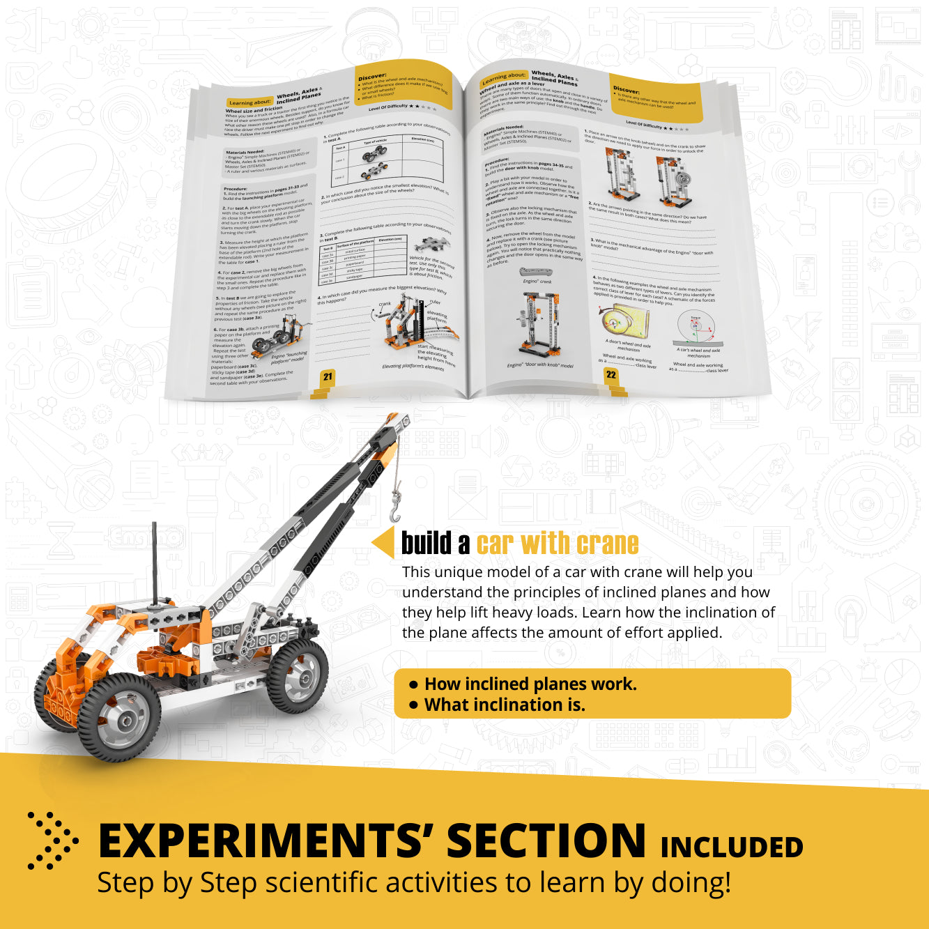 Engino Discovering STEM Wheels Axles set construcție 14 modele pârghii