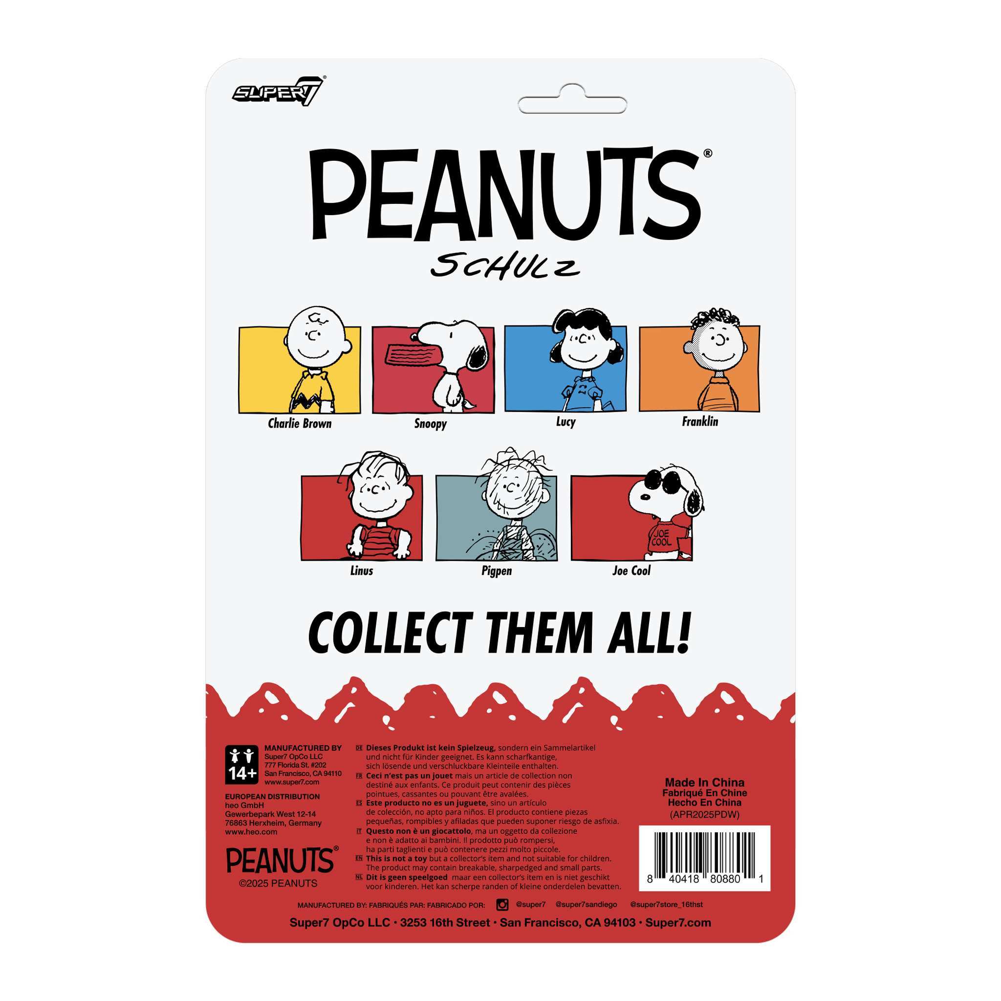 Super7 Peanuts ReAction Joe Cool figurina 9,5 cm Snoopy