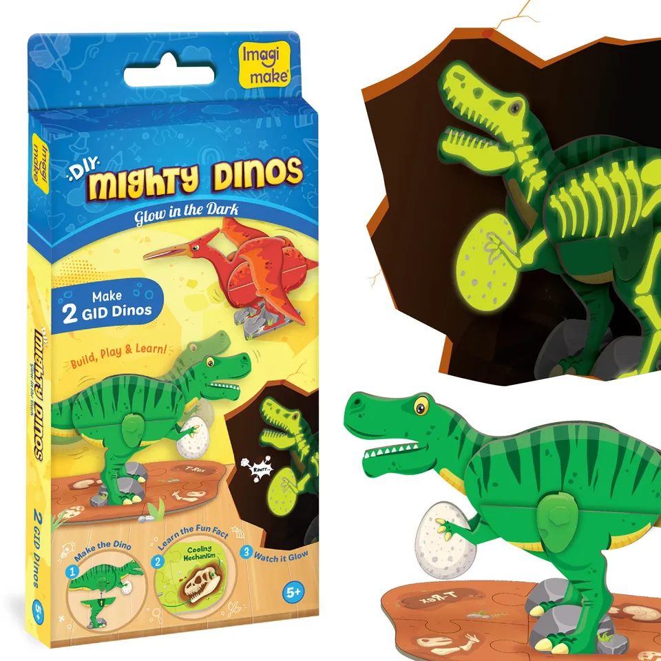 Imagimake Mighty Dinos set dinozauri fosforescenti