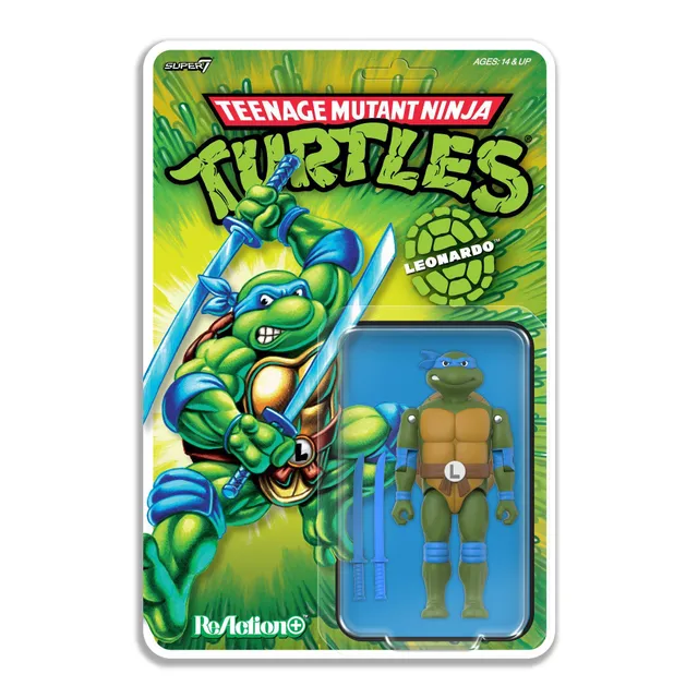 Super7 ReAction+ Leonardo figurina articulata 10 cm cu sabii