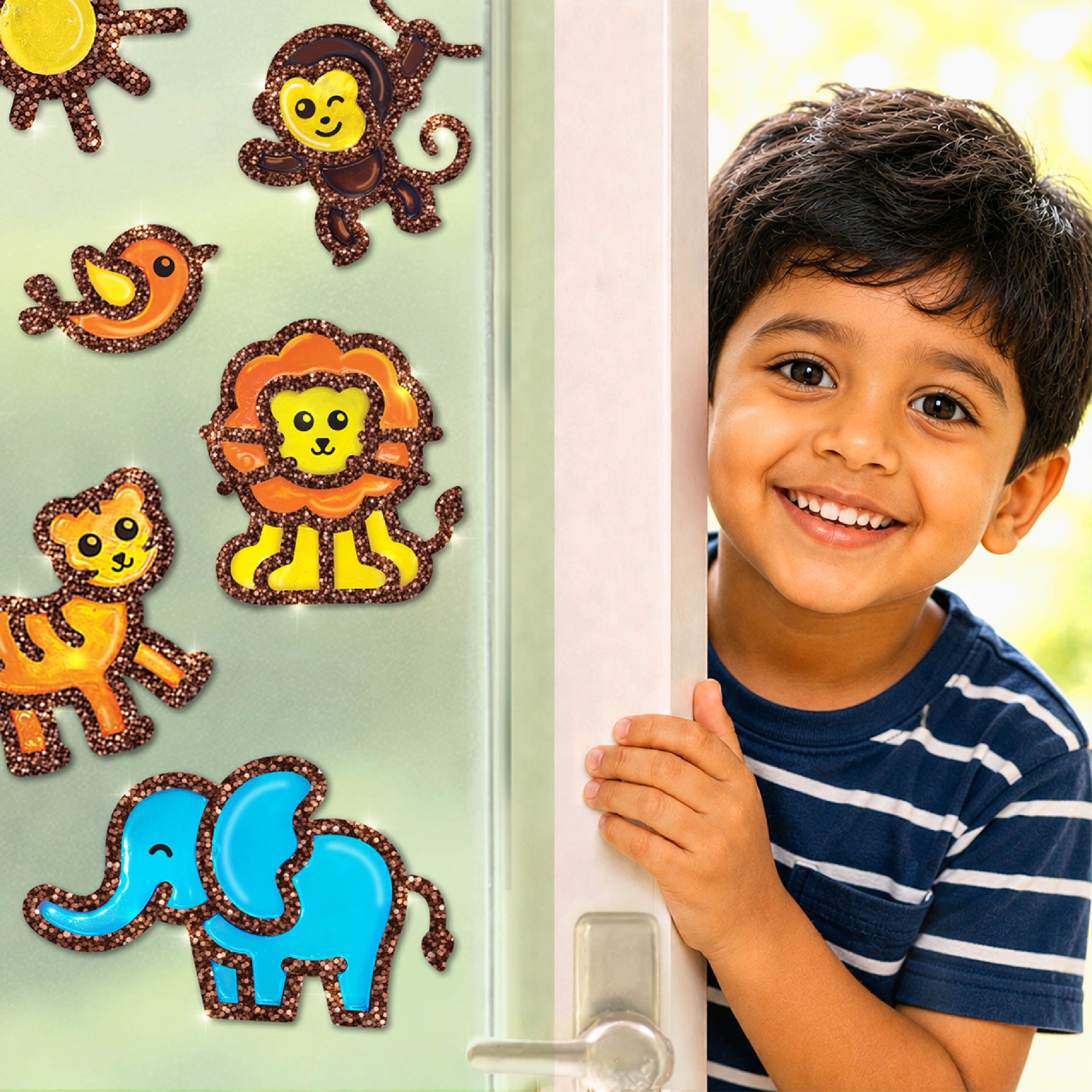 Imagimake Jelly Stickers Jungle set stickere vitraliu