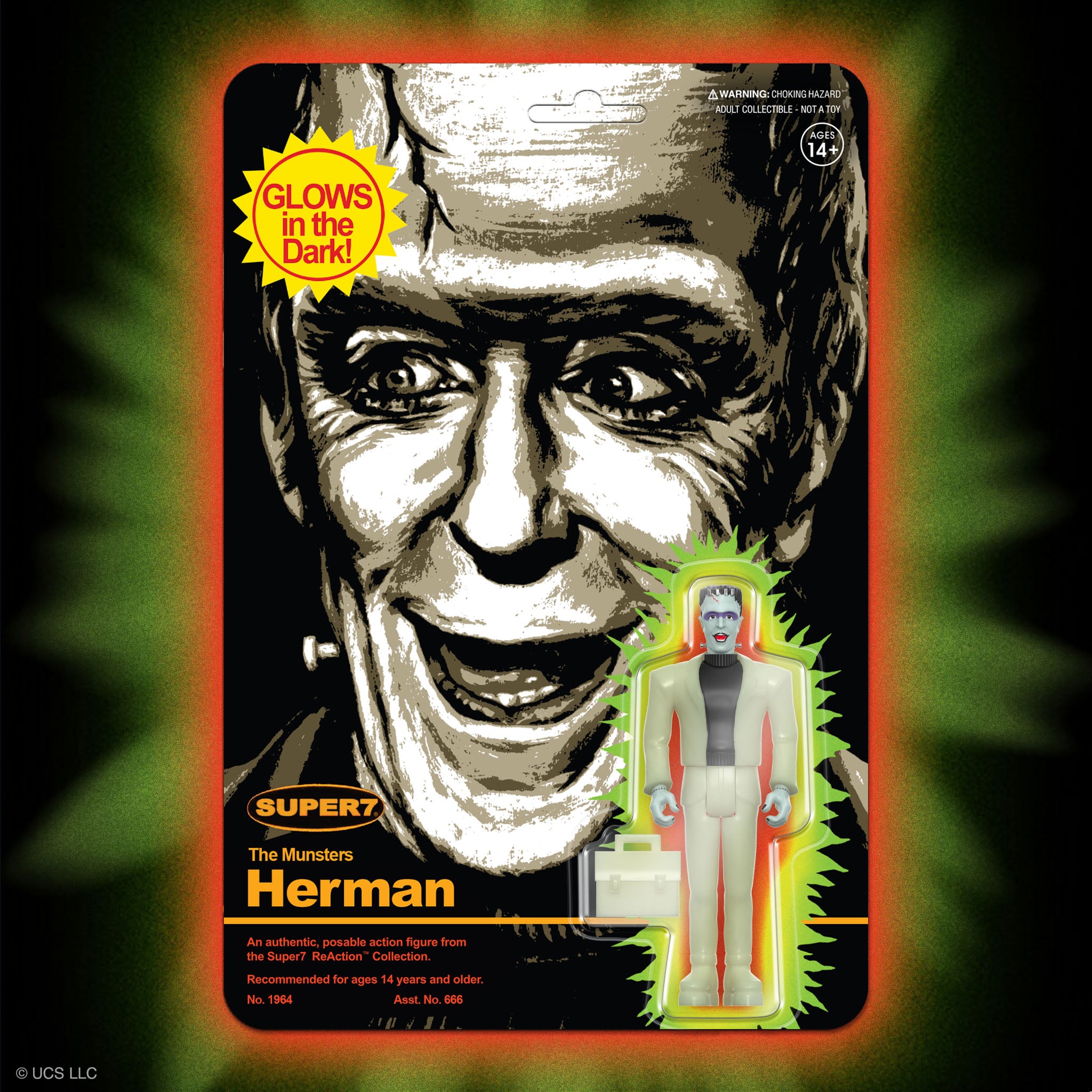 Super7 ReAction Herman Munster Monster Glow figurină fosforescentă