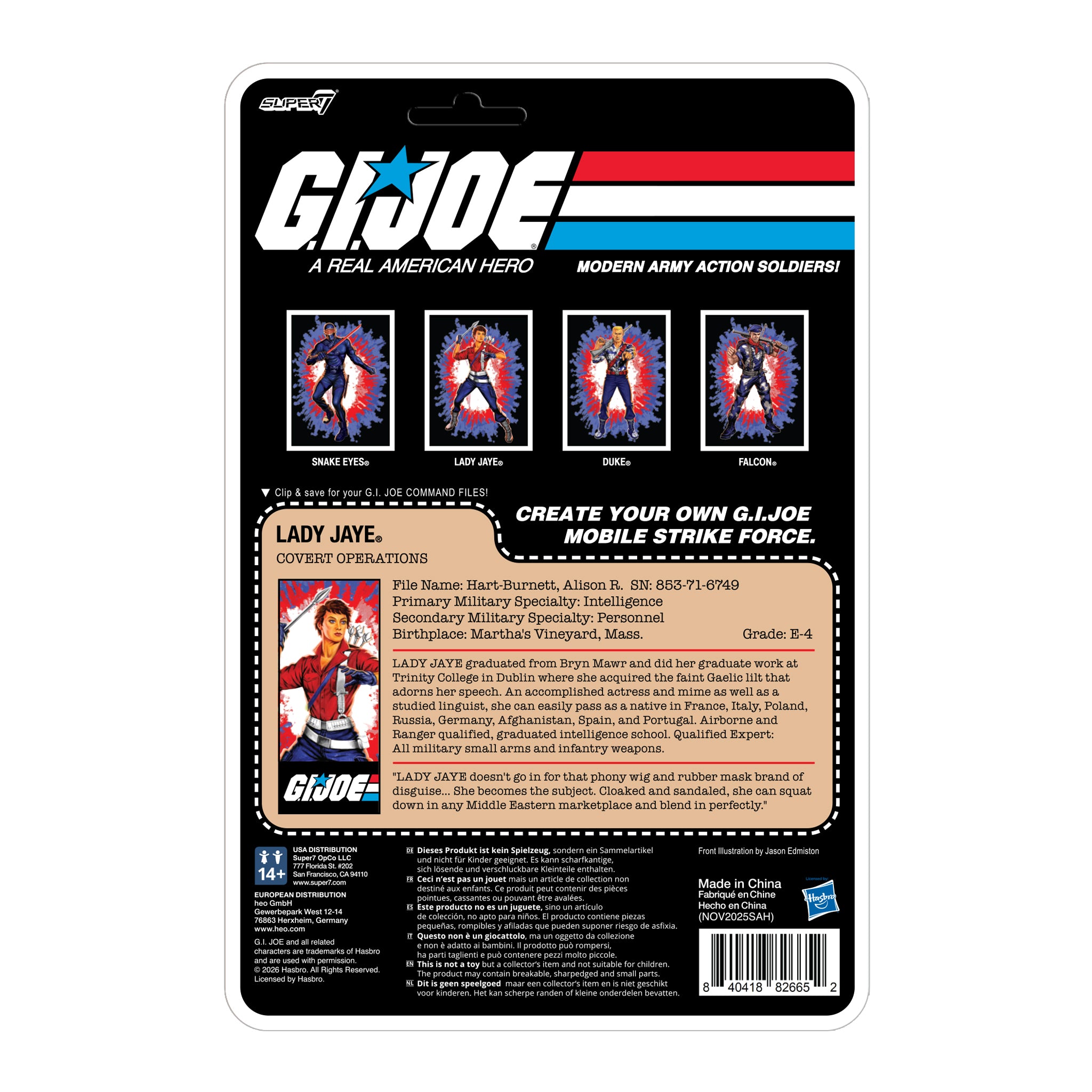 Super7 ReAction+ Lady Jaye figurina 10 cm editie SUA