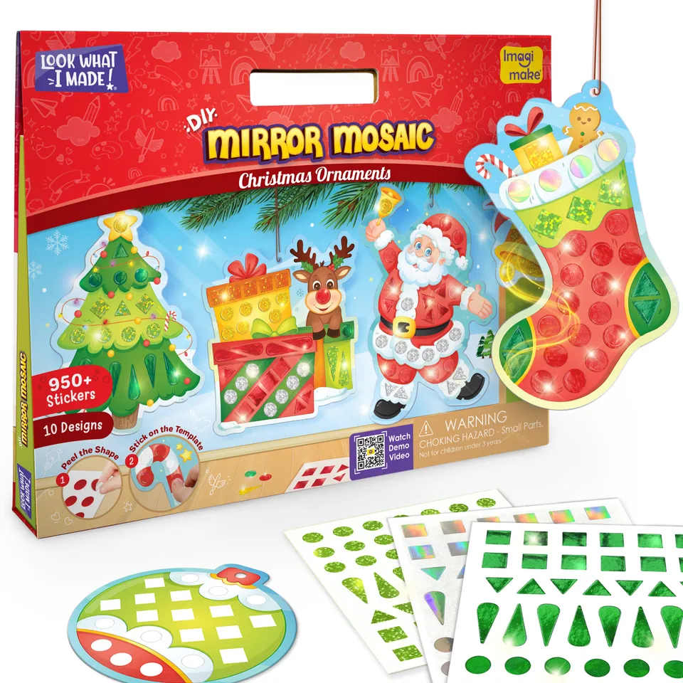 Imagimake Mirror Mosaic Christmas set mozaic cu stickere sclipici