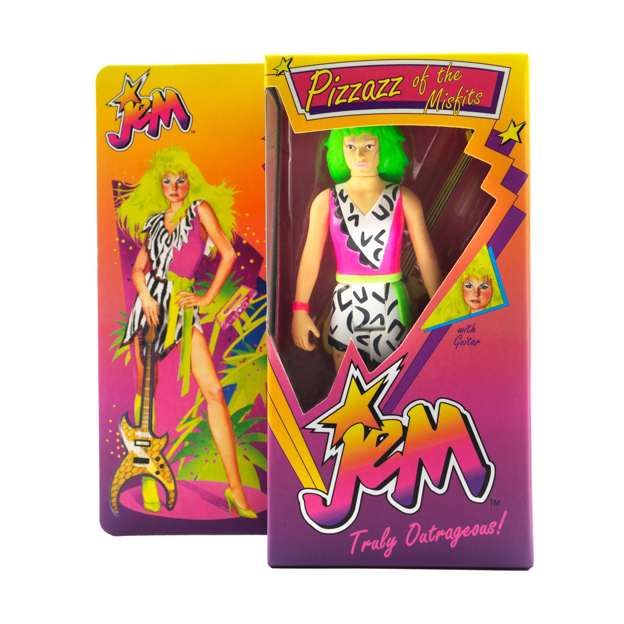 Super7 Jem ReAction Pizzaz Neon figurina 9,5 cm retro