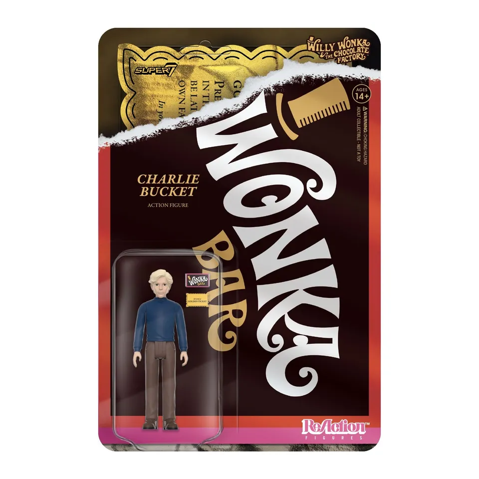 Super7 Willy Wonka Charlie Bucket figurina bilet auriu