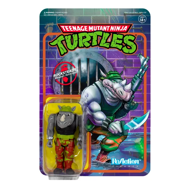 Super7 TMNT ReAction Rocksteady figurina 9,5 cm retro