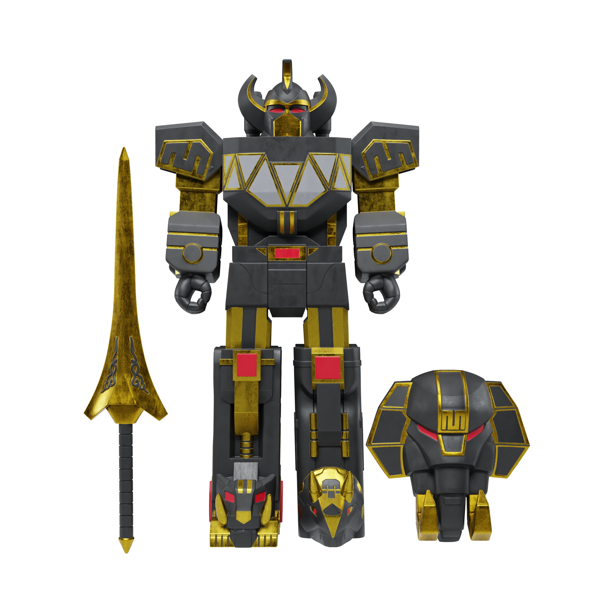 Super7 ReAction Megazord Black Gold figurină negru-auriu