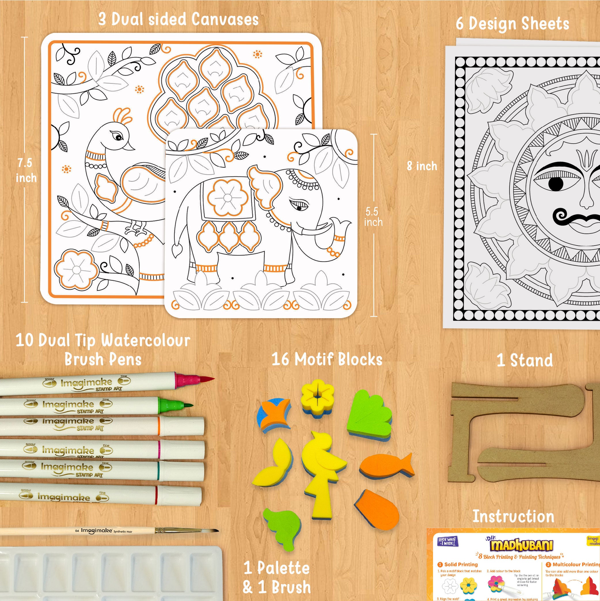 Imagimake Madhubani kit pictura panza 3 proiecte 8+ ani