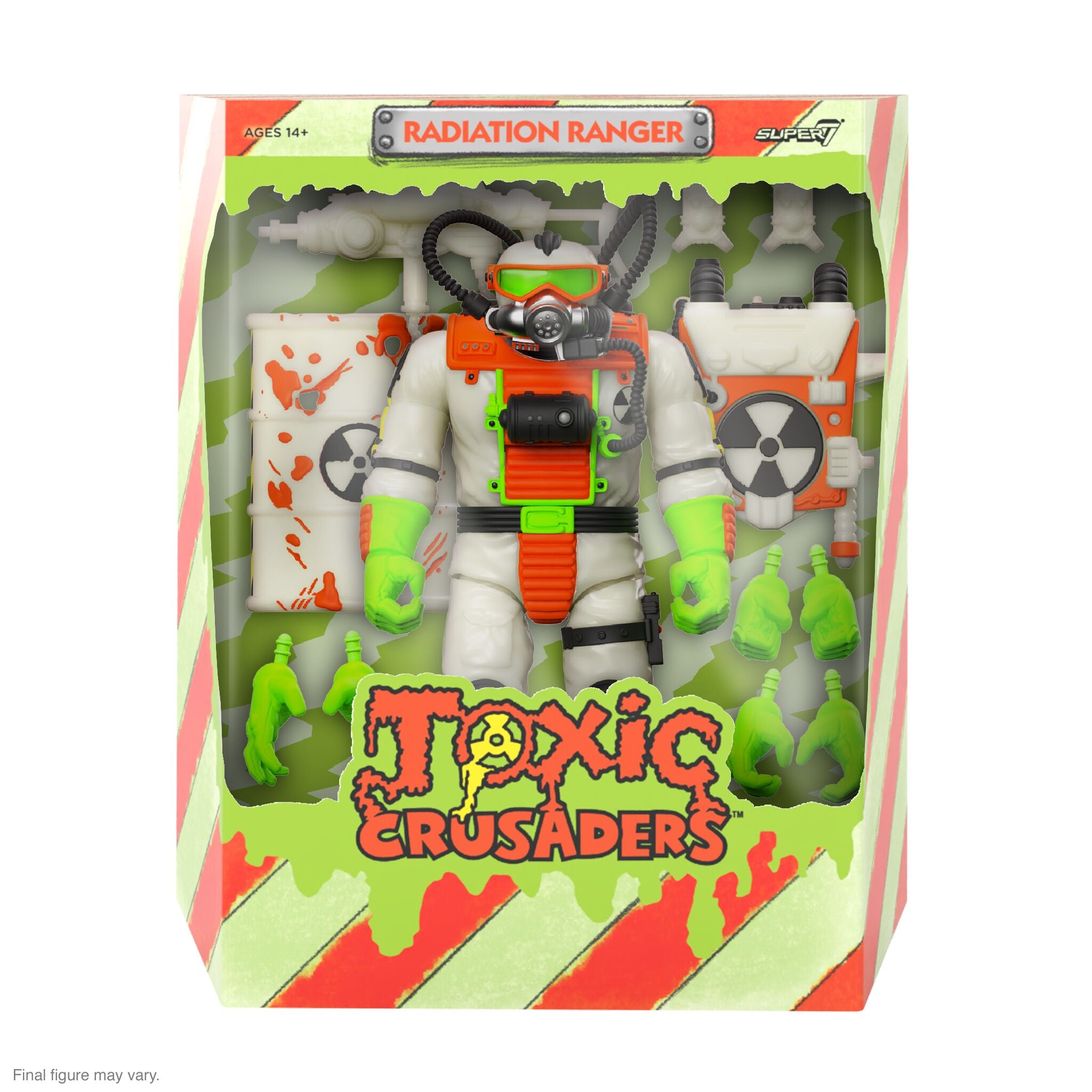 Super7 Toxic Crusaders Radiation Ranger figurina fosforescenta