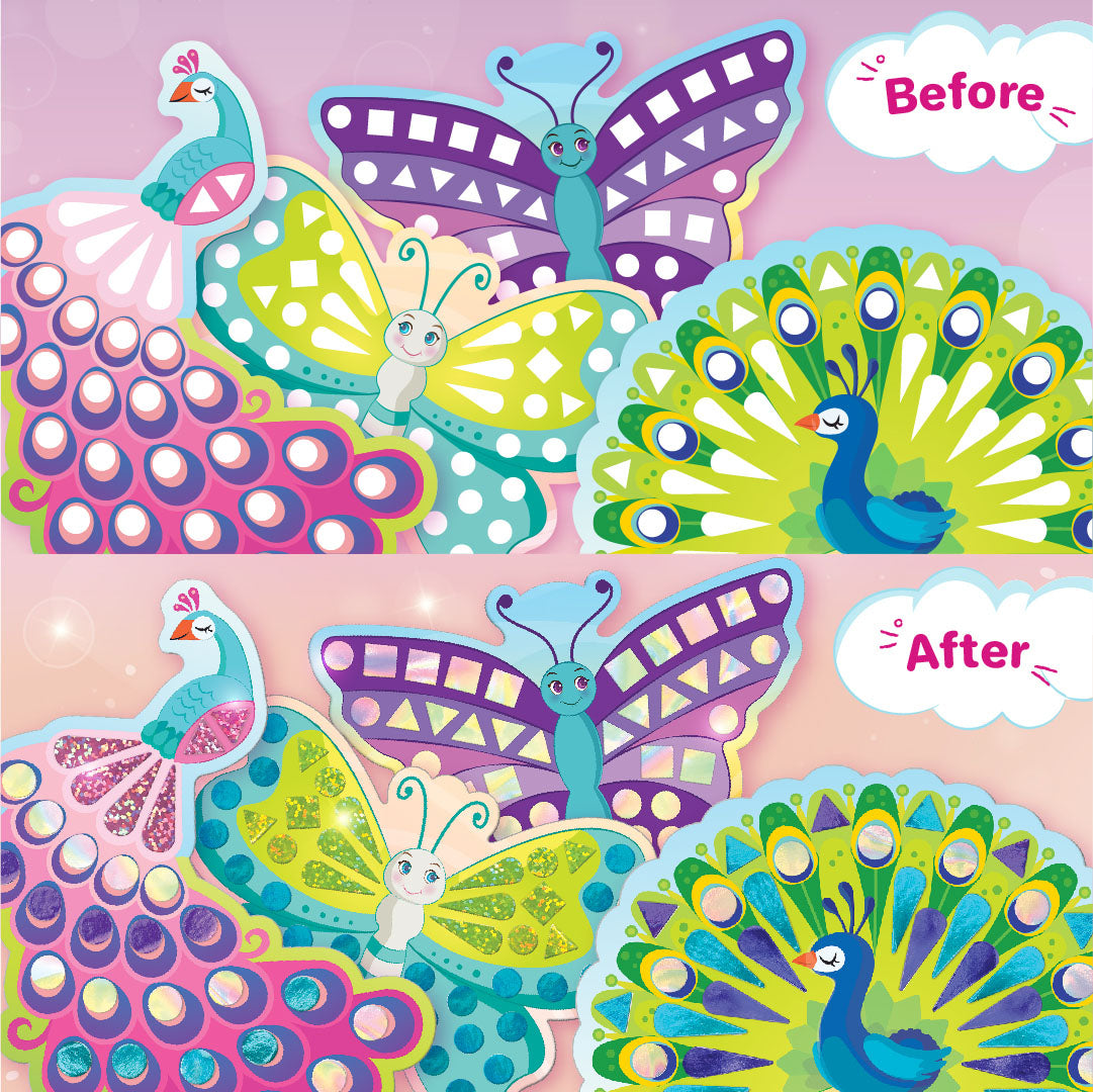 Imagimake Mirror Mosaic Butterfly Peacock set mozaic stralucitor