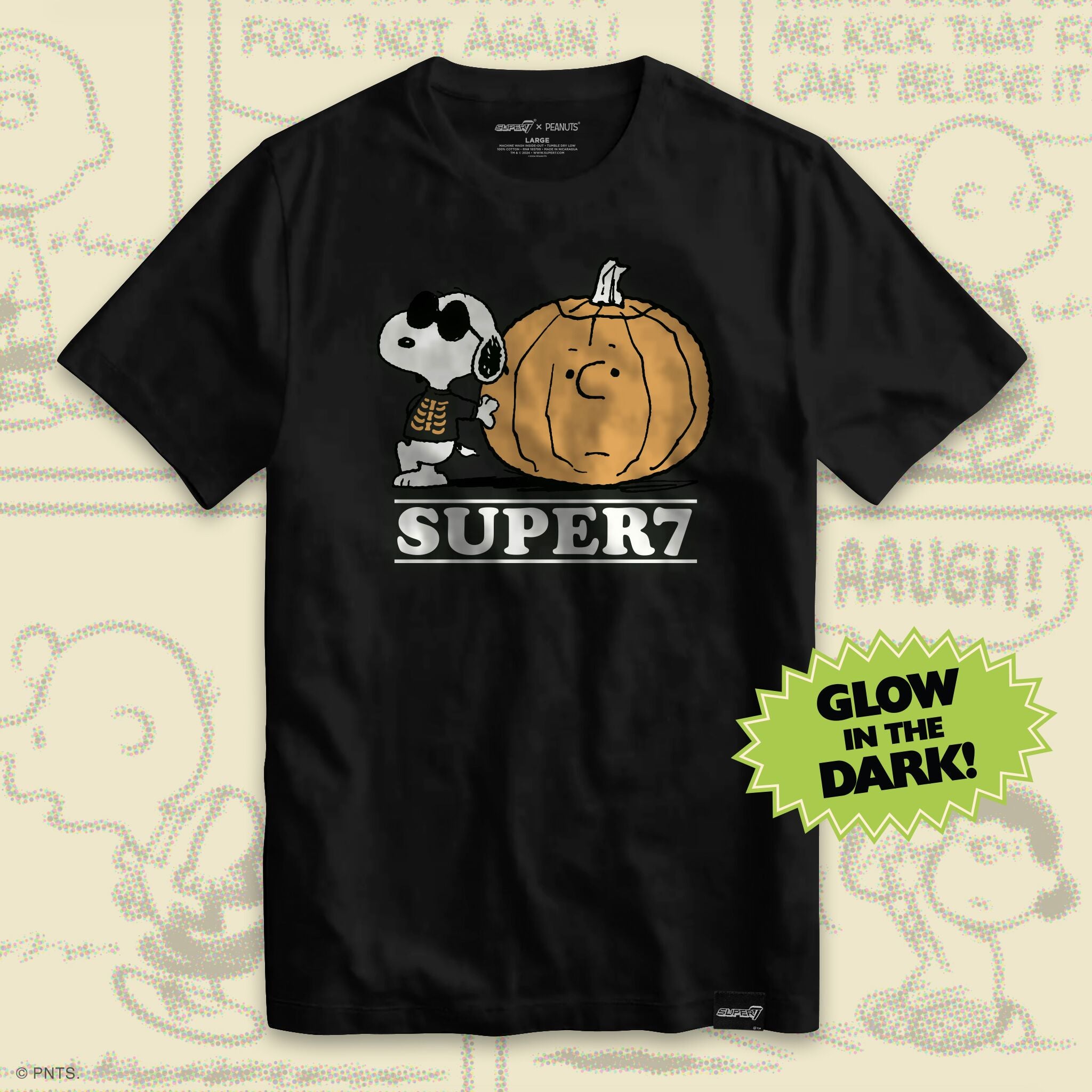 Super7 Peanuts Skeleton Snoopy tricou negru Halloween
