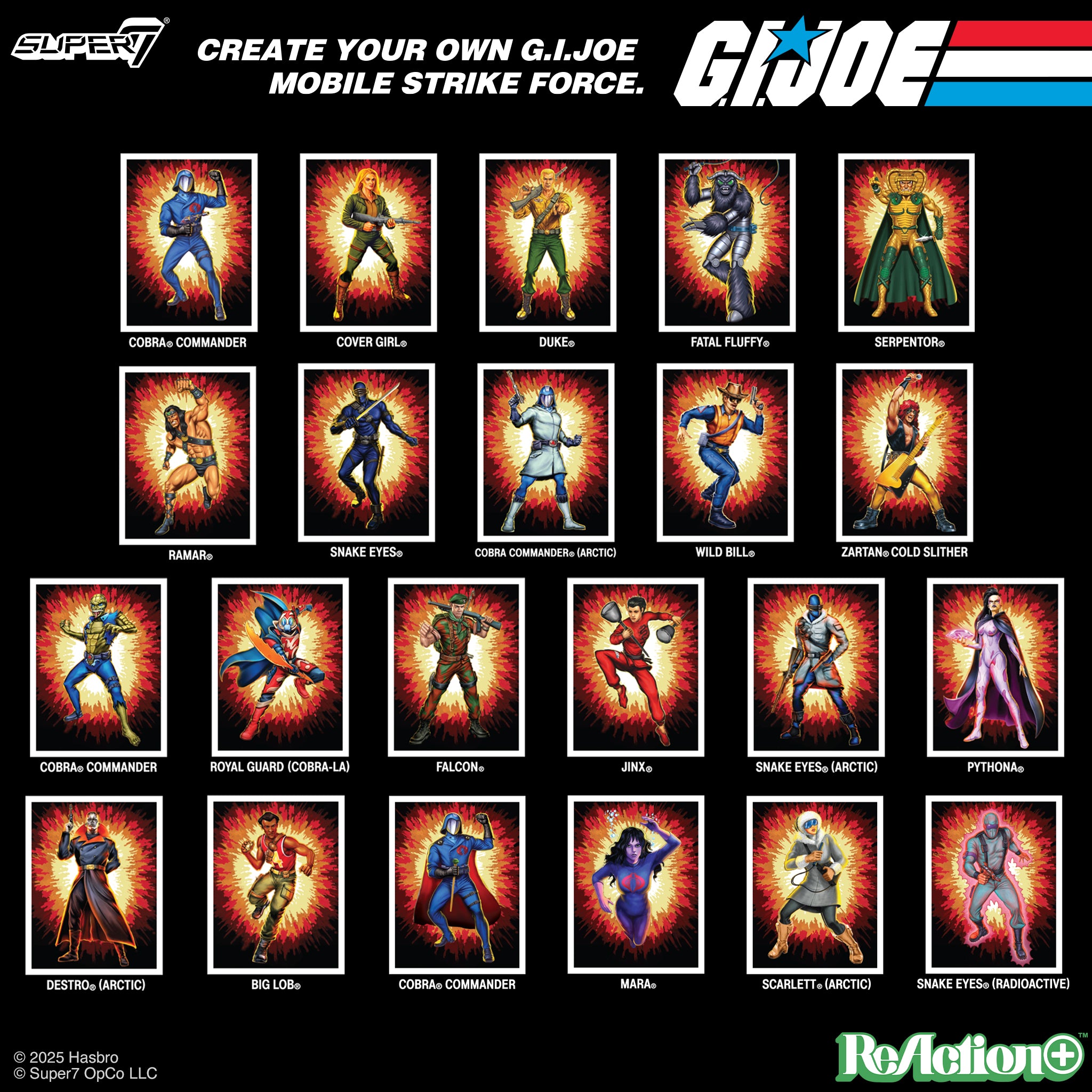 Super7 ReAction+ Snake Eyes figurina glow rosu 9,5 cm