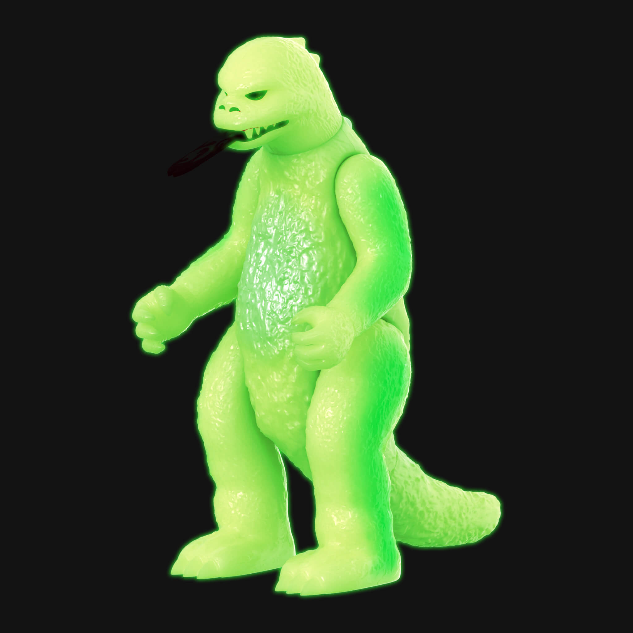 Super7 ReAction Shogun Godzilla figurină fosforescentă argintie