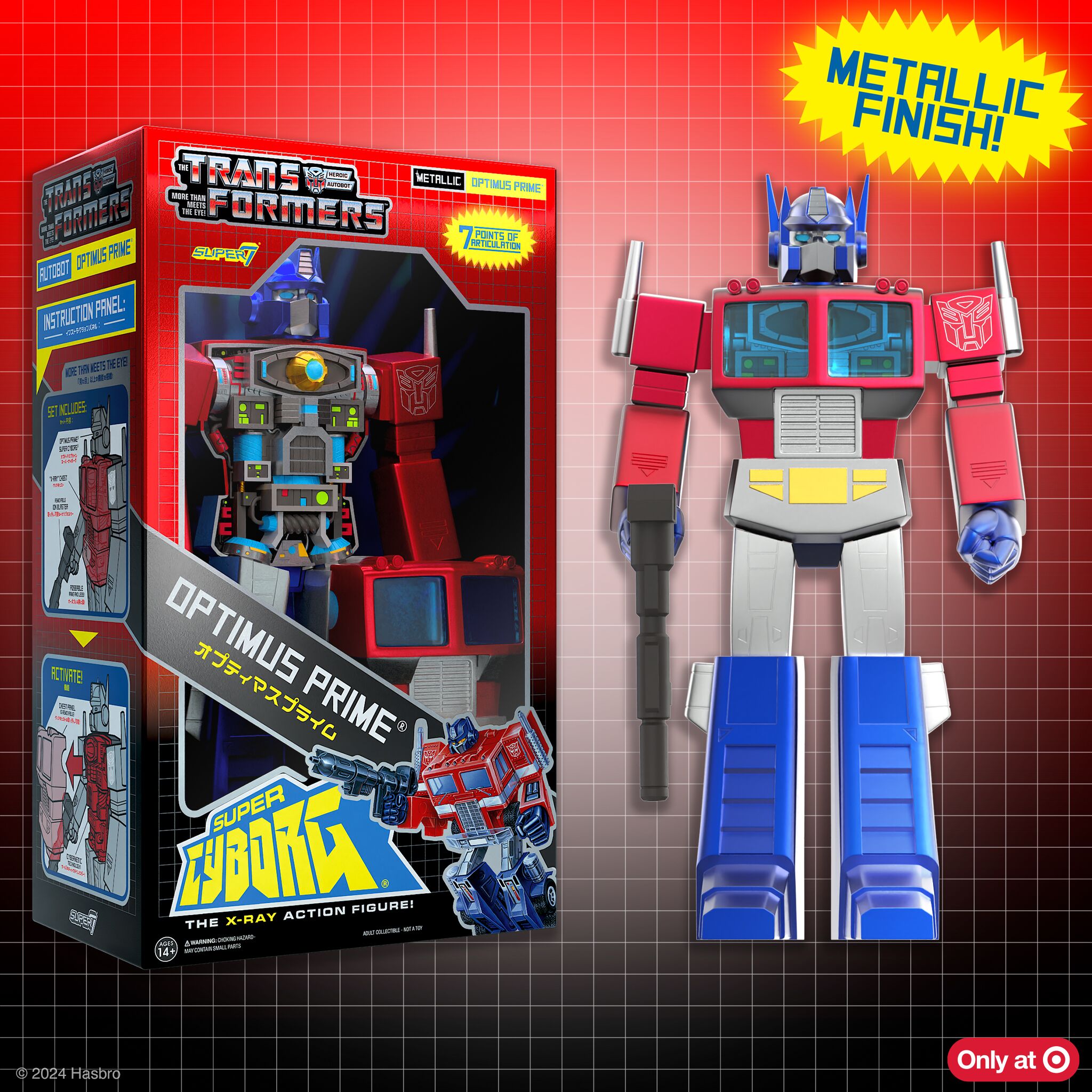 Super7 Super Cyborg Optimus Prime figurina Metallic 28 cm