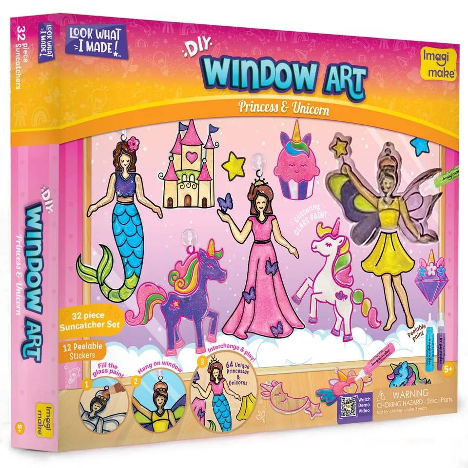 Imagimake Window Art Princess Unicorn pictura sticla 24 culori