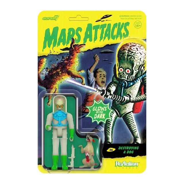Super7 ReAction Mars Attacks figurina Glow Destroying a Dog