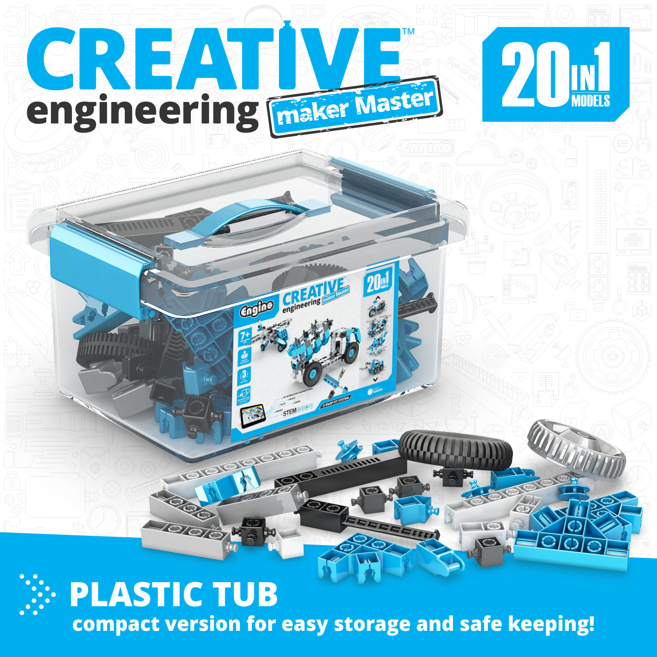 Engino Creative Engineering Maker Master 20 in 1 set 143 piese vehicule