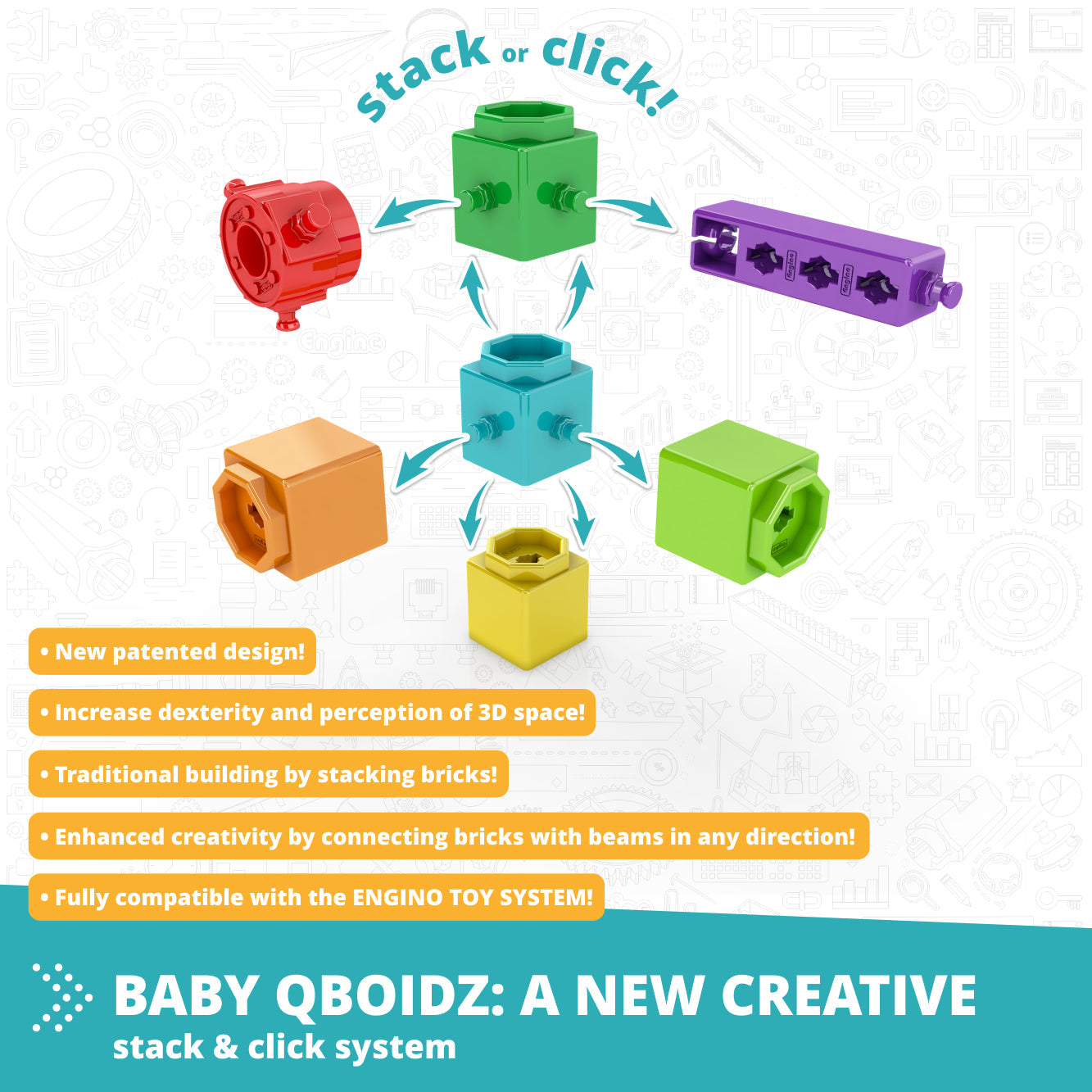 Engino Baby Qboidz set constructie 1,5+ ani tub mediu