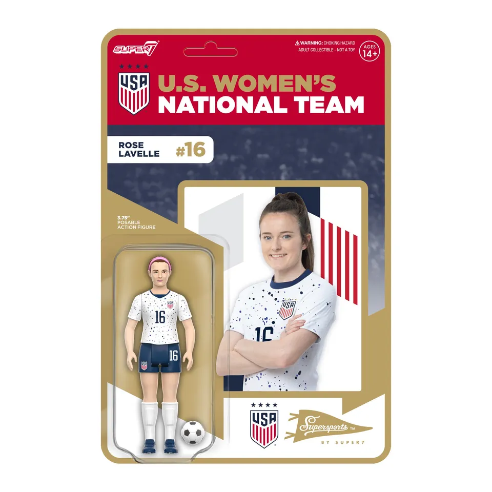 Super7 USWNT Rose Lavelle figurina fotbal echipament
