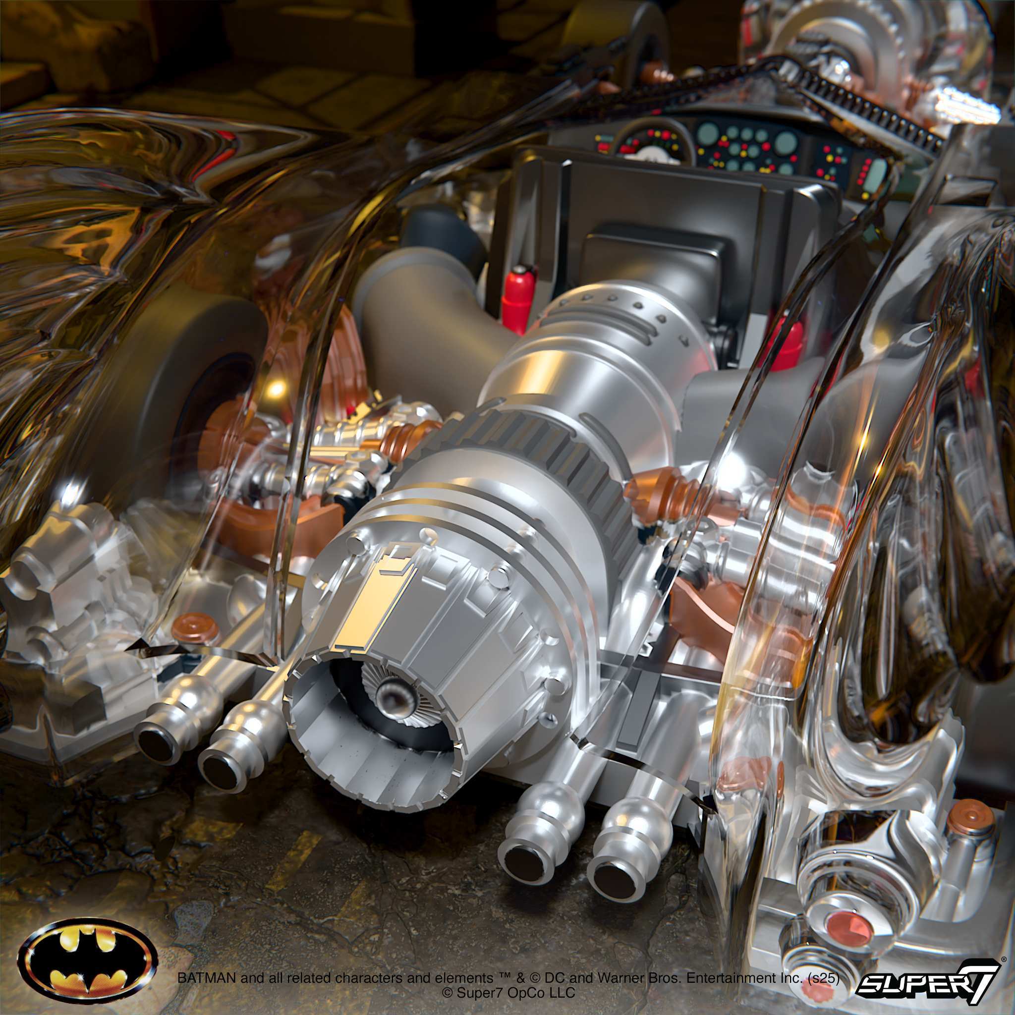 Super7 Super Cyborg Batmobile 1989 masinuta transparent Clear