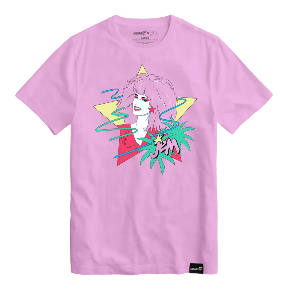 Super7 Jem Holograms Portrait Star tricou roz bumbac
