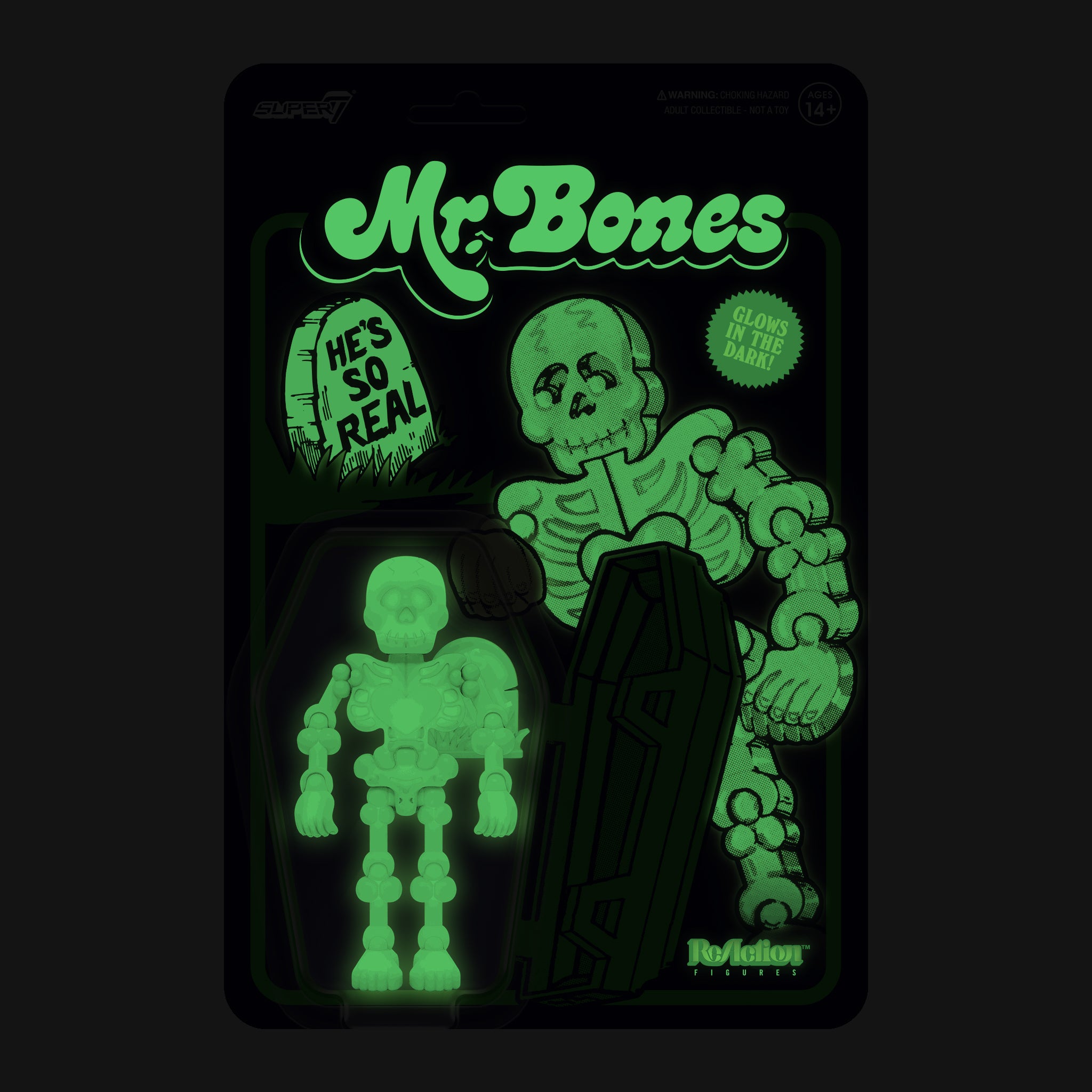 Super7 ReAction Mr Bones figurina fosforescenta 9cm