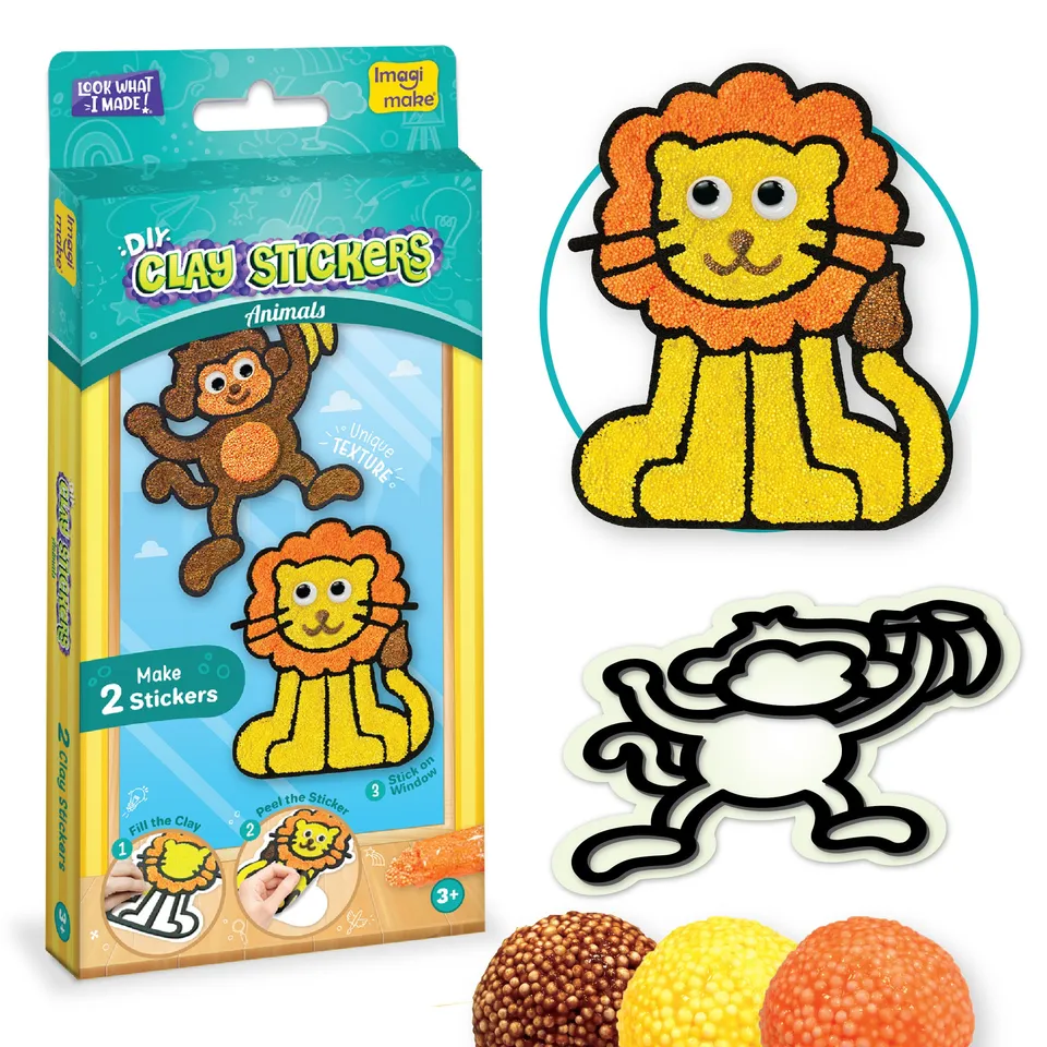 Imagimake DIY Clay Stickers Animals set plastilina 3 culori