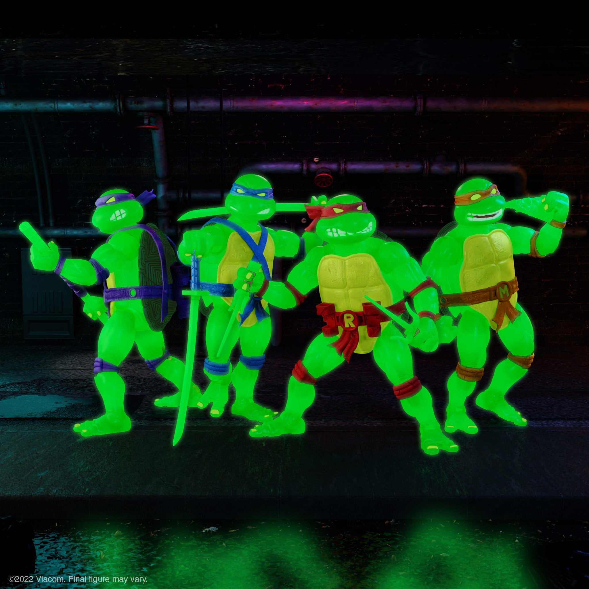 Super7 ULTIMATES Mutagen Ooze Glow figurine set 4 fosforescente