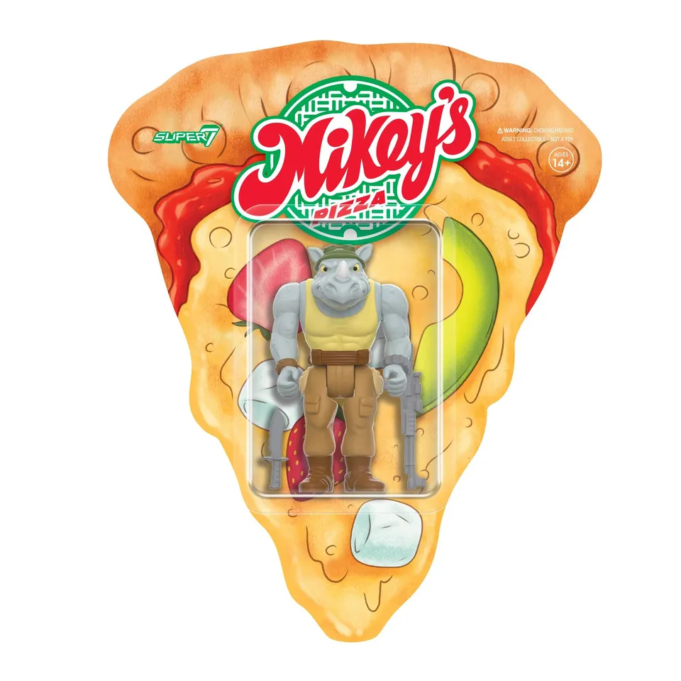 Super7 TMNT ReAction Rocksteady Pizza figurină 9,5 cm