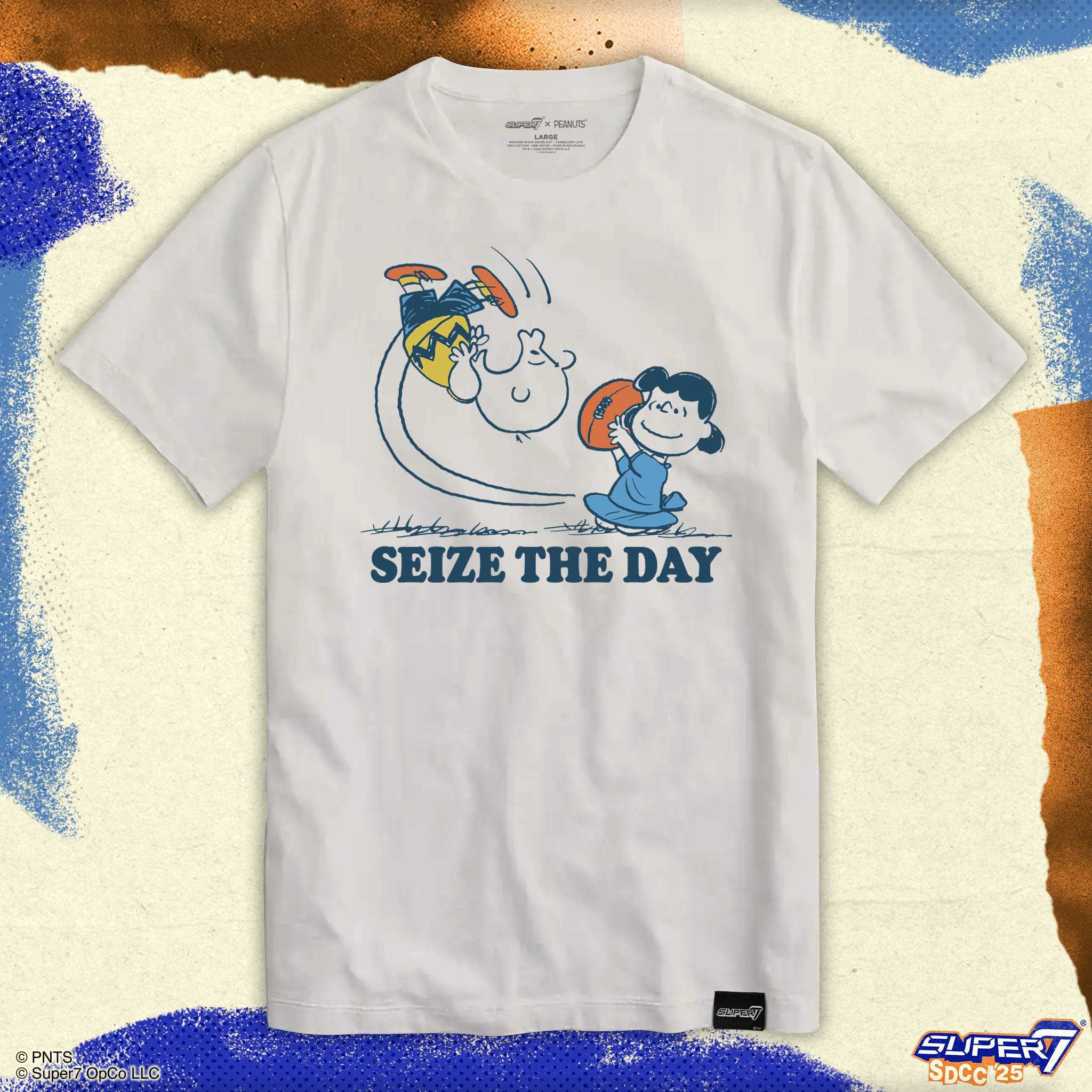 Super7 Peanuts Seize the Day tricou bumbac alb vintage