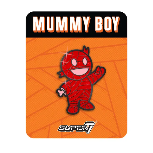 Super7 Mummy Boy pin rosu cu glitter metal