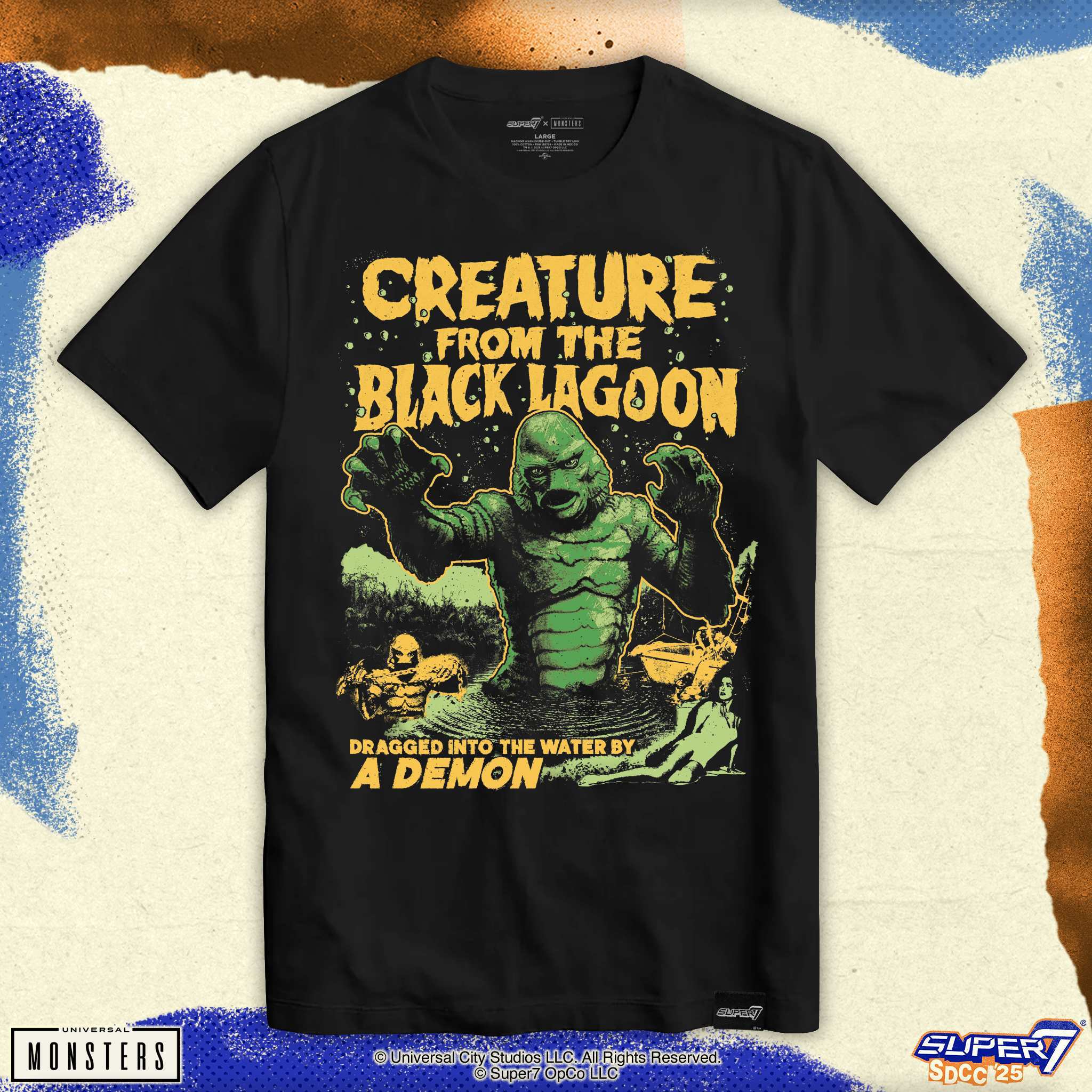 Super7 Universal Monsters Creature from the Black Lagoon Poster Tee tricou negru