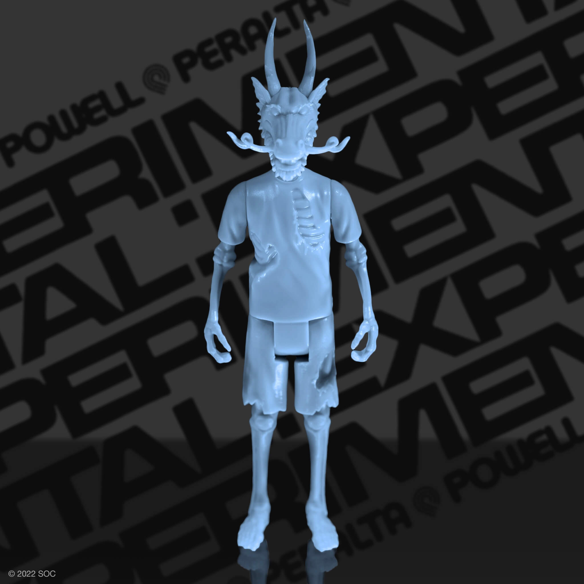 Super7 Powell-Peralta ReAction Caballero Dragon figurina bleu