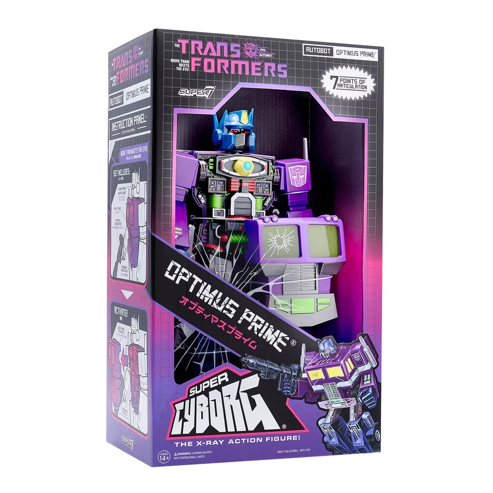 Super7 Super Cyborg Optimus Prime figurina mov Shattered Glass