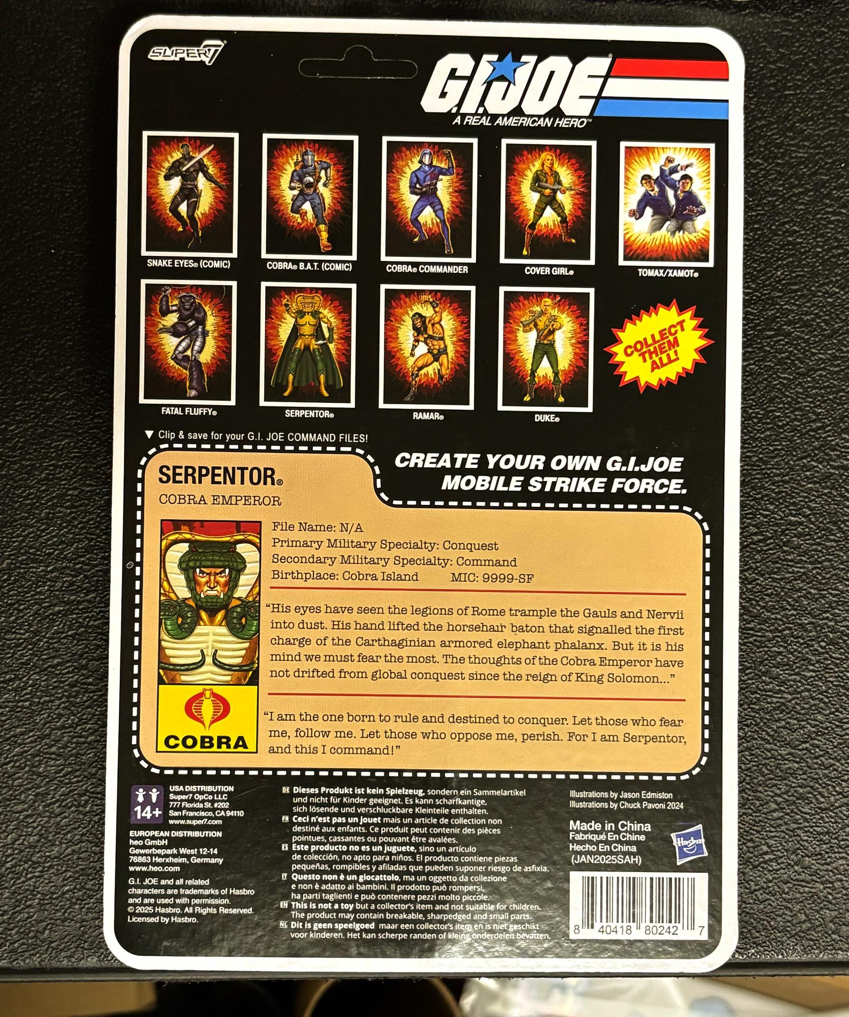 Super7 G.I. Joe ReAction+ Serpentor figurină albă cu pelerină