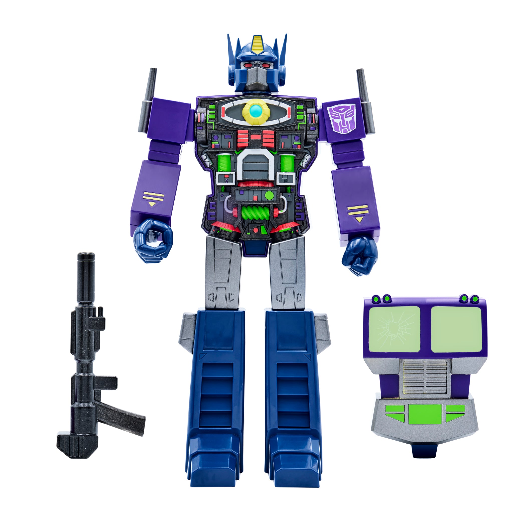 Super7 Super Cyborg Optimus Prime figurina mov Shattered Glass