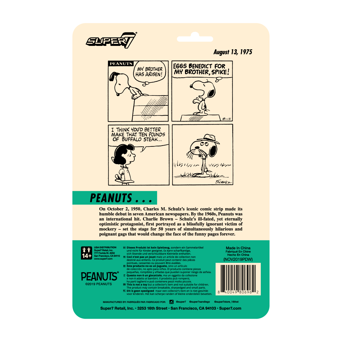 Super7 Peanuts ReAction Spike figurina 9,5 cm retro