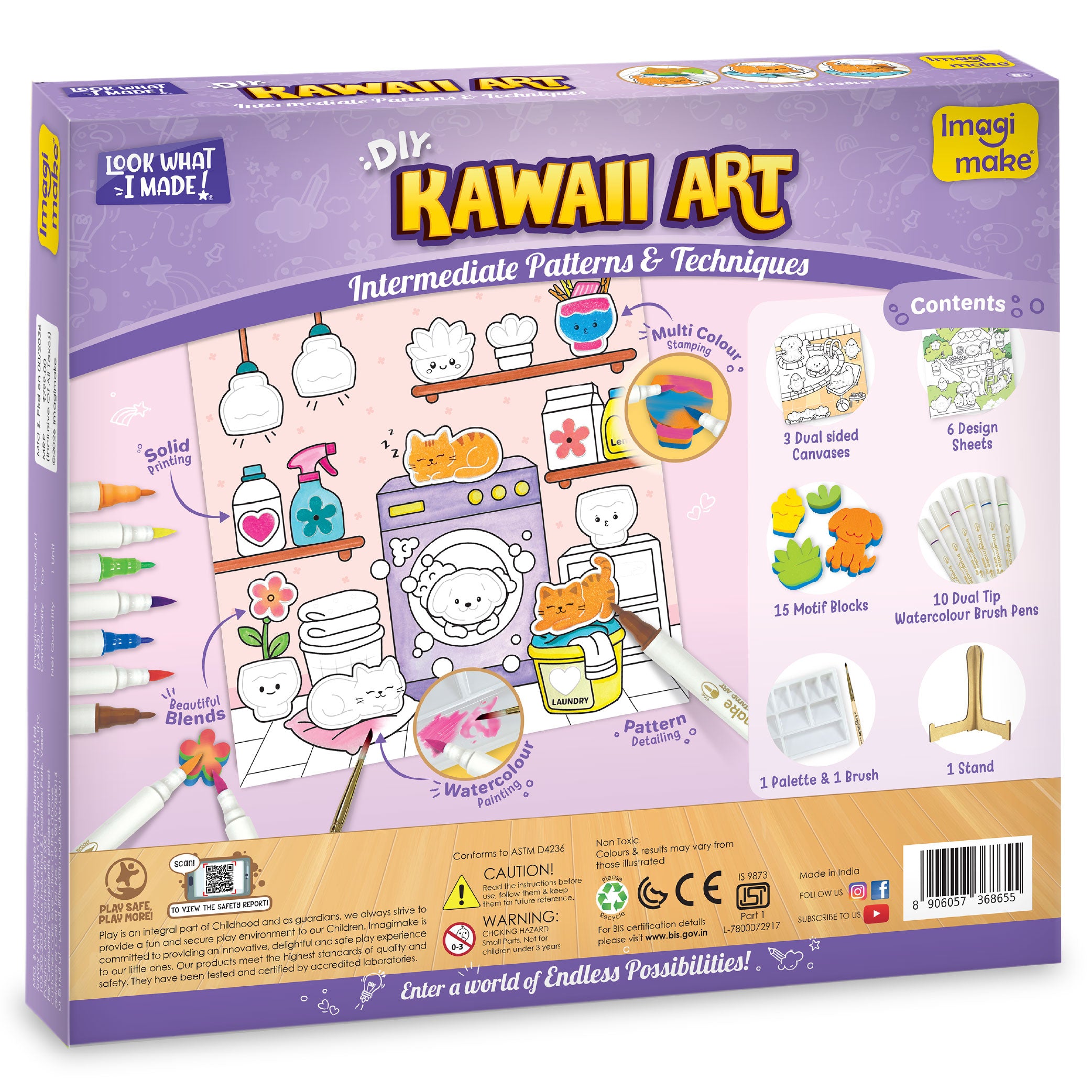 Imagimake Kawaii Art kit pictura 12 tablouri acuarela