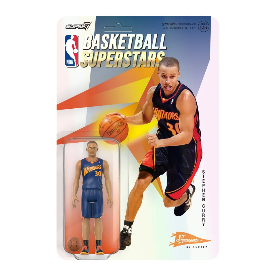 Super7 NBA ReAction Steph Curry Warriors figurina 9,5 cm