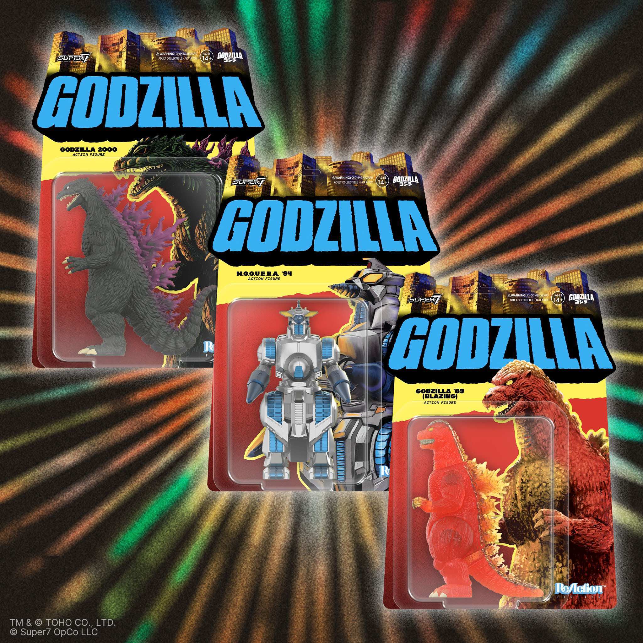Super7 Toho ReAction Wave 9 set 3 figurine Godzilla